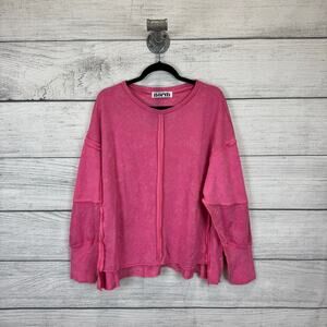 EUC One Eleven North Women's Pink Washed Seamed Sweatshirt Size XL